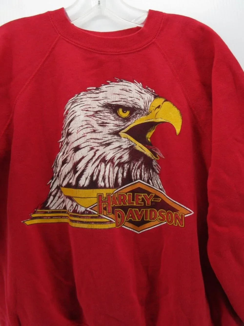 VGT Harley Davidson Sweatshirt Large Eagle 80s Moto Double Sided Boxy * - Picture 2 of 10